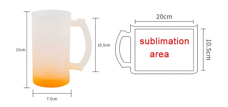 Sublimation Blanks 16oz Colorful Bottom Frosted Glass ဘီယာခွက် (၂) ခု