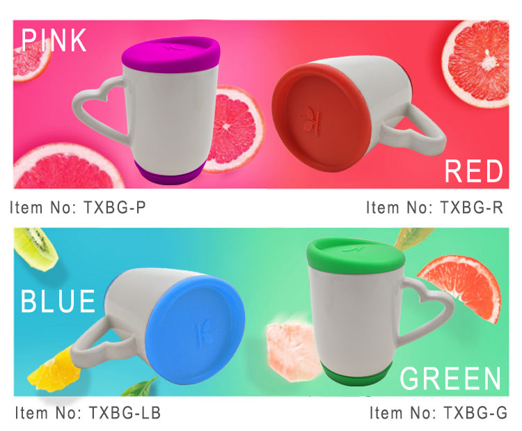 Hot Sale 12oz Heat Transfer Milk Mug Valentines Gift Heart Handle Rubber Base Bottom Silicon Lid Ceramic Sublimation Coffee Mug (1)